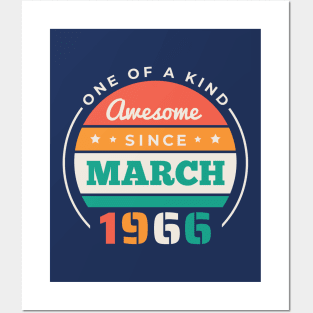 Retro Awesome Since March 1966 Birthday Vintage Bday 1966 Posters and Art